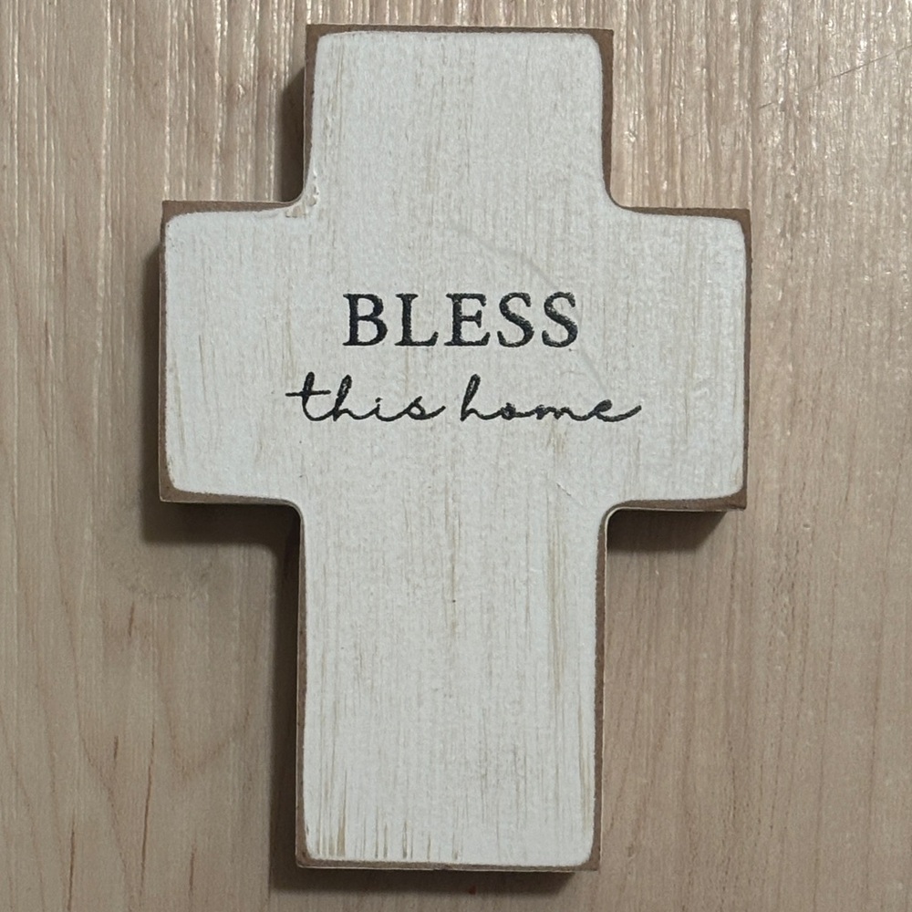 White Wooden Cross Wall or Tabletop Decor